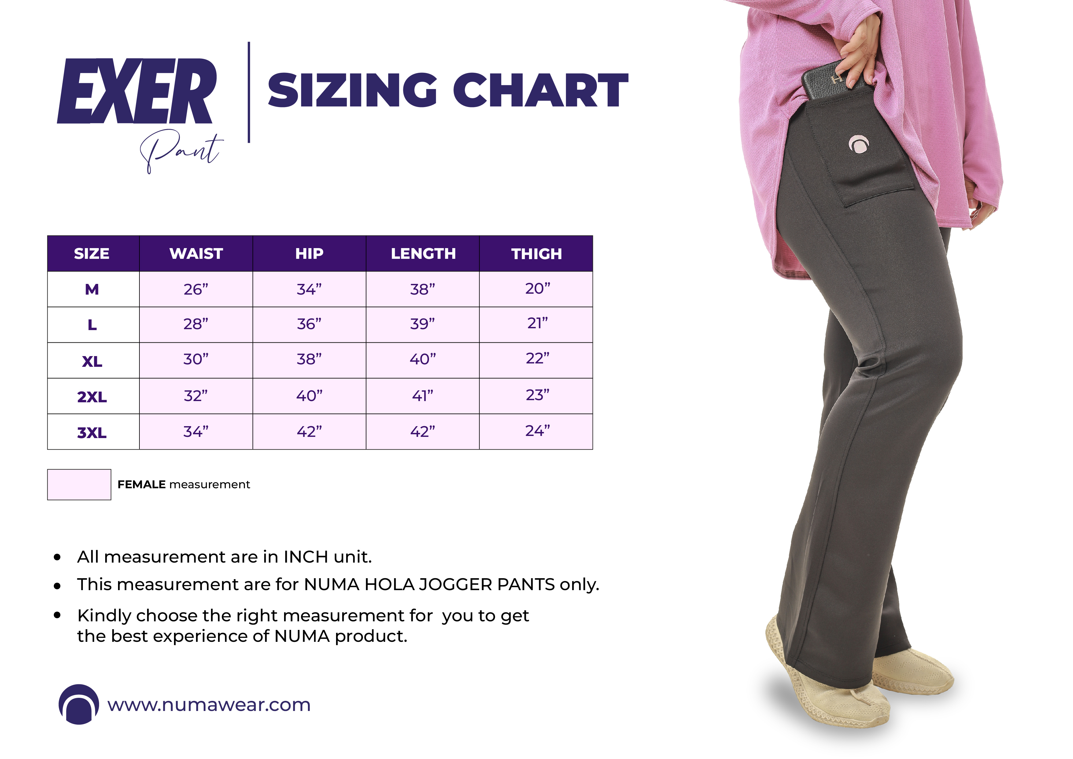 Exer Pant - Sizing Chart
