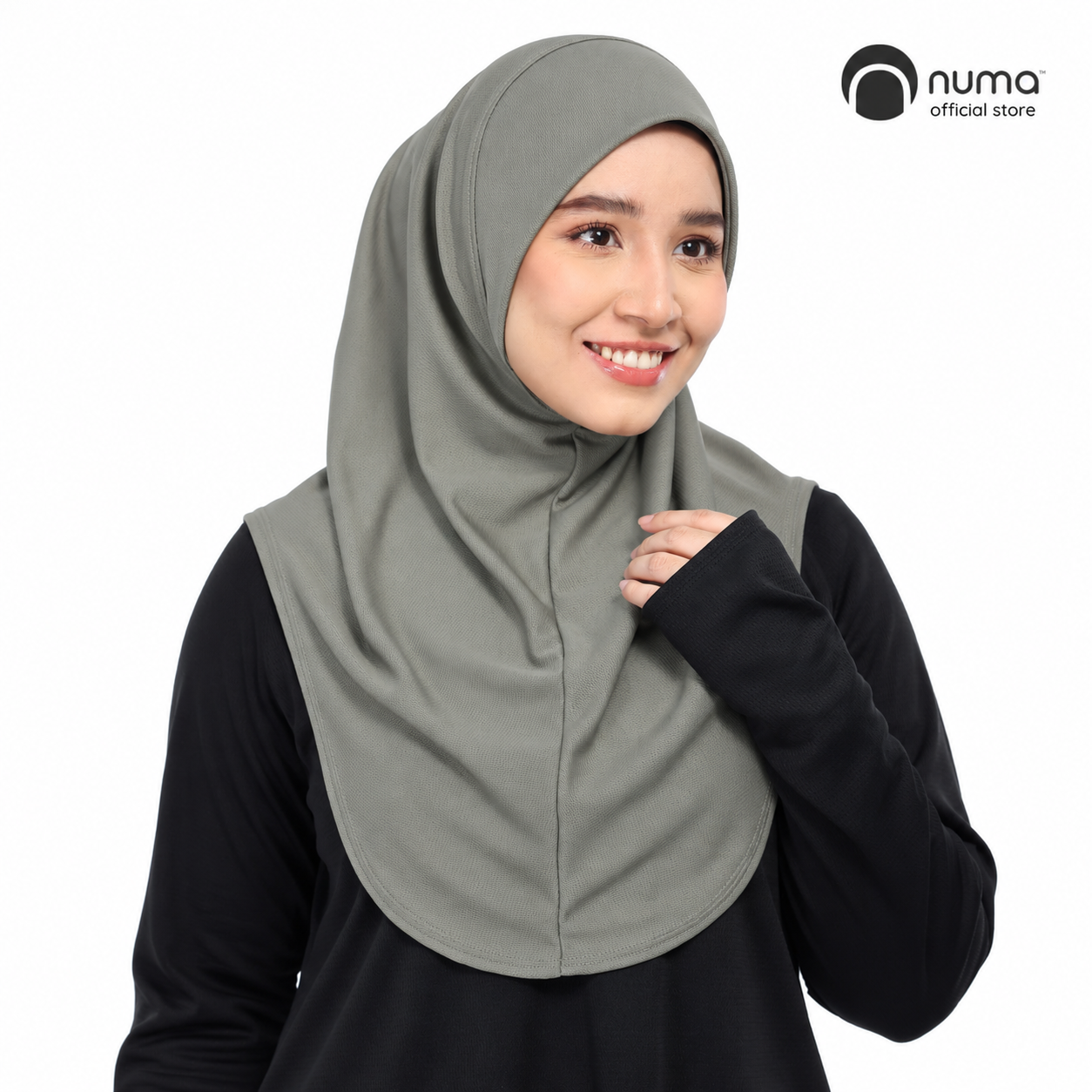 Olive Grey Hijab Studio Portrait