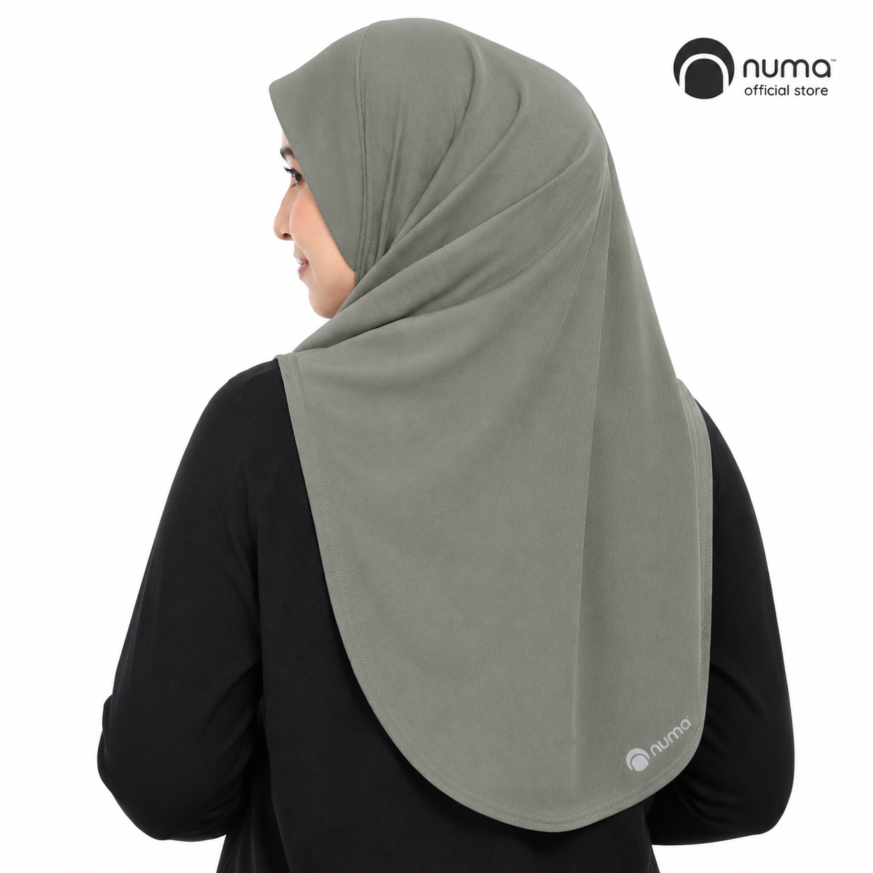 Olive Grey Hijab with Numa Branding