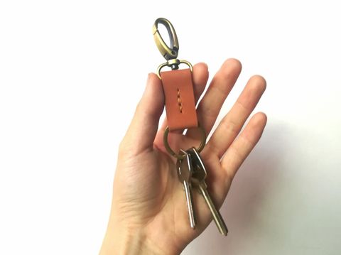 fourjei Leather Key Pouch, Key Case, Bell Shape Key Holder with Strap