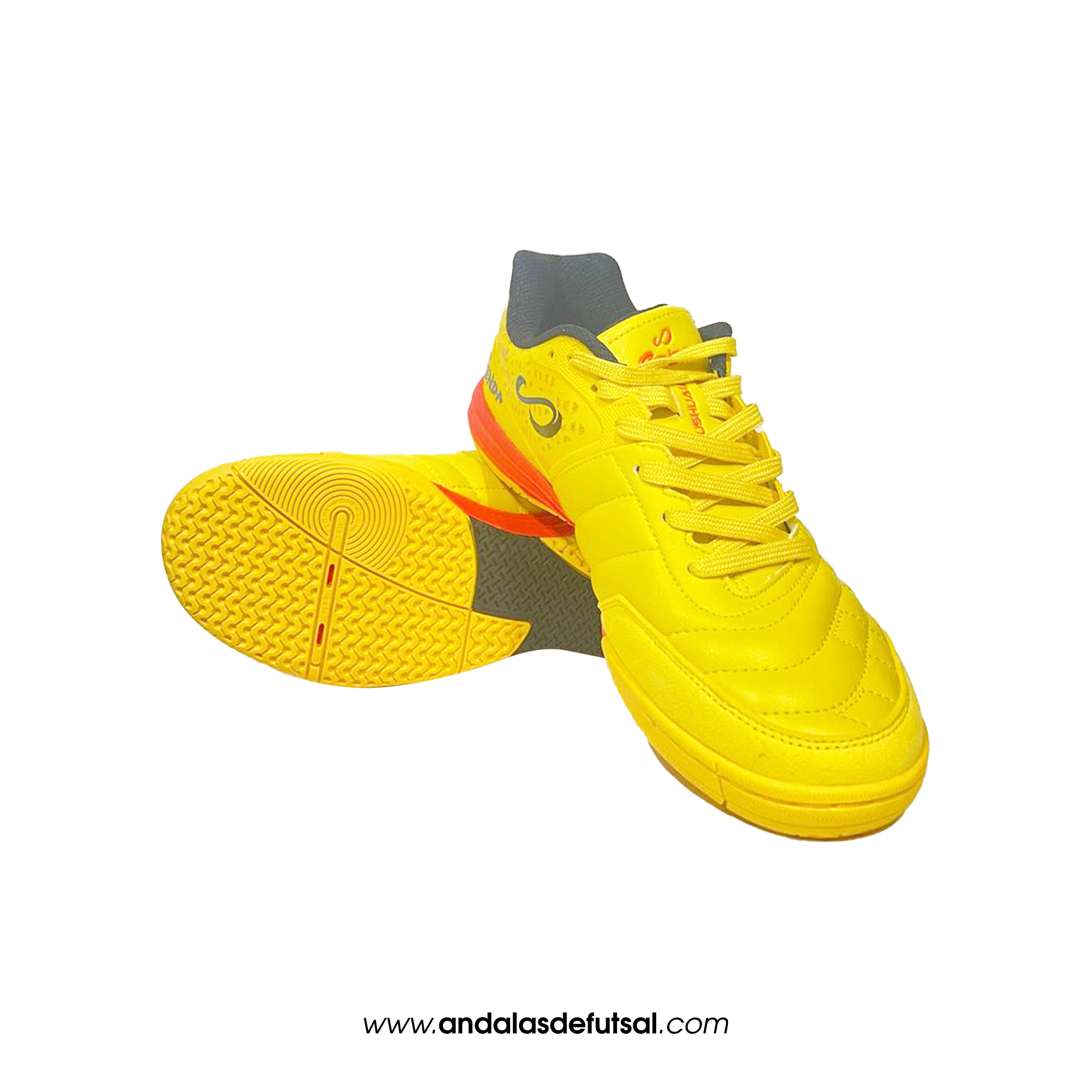 Chaussures De Futsal Senda Ushuaia Club 2.0 - Taille Enfants 4 Ans, Jaune Et Bleu, Semelle Gomme