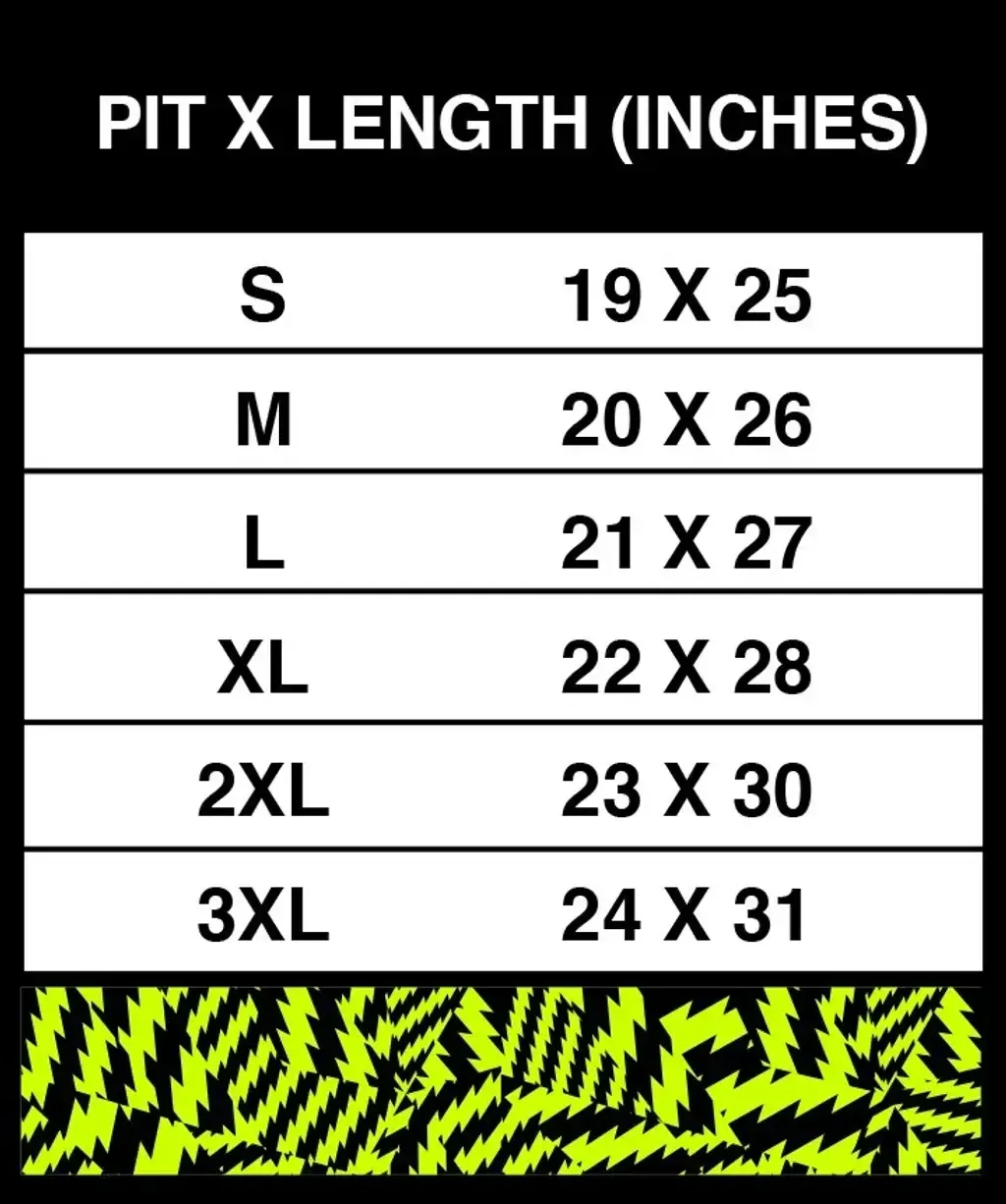VOLTRA JERSEY SIZE CHART