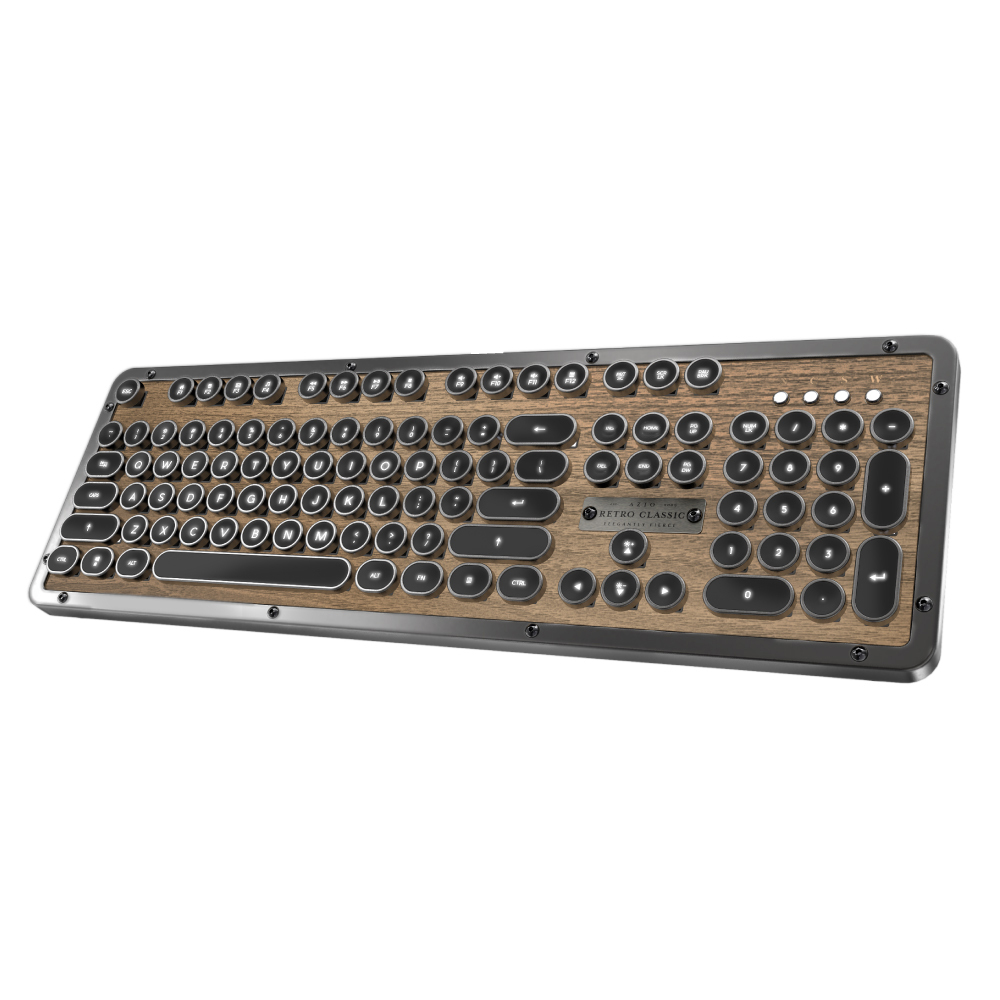 AZIO RETRO CLASSIC ELWOOD BT 核桃木復古打字機鍵盤（無線版）