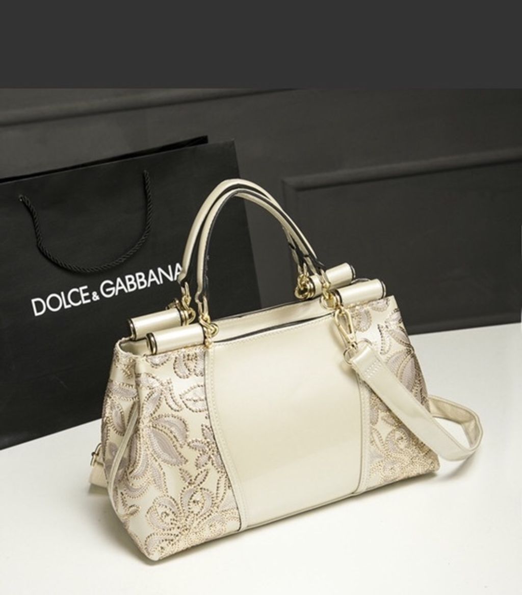 Sequined Embroidery Genuine Leather Handbag-white2.jfif