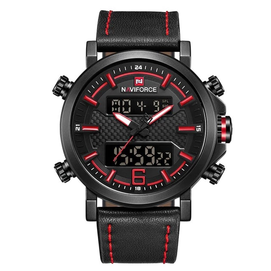 Classic Round Naviforce Watch-black red.jpg