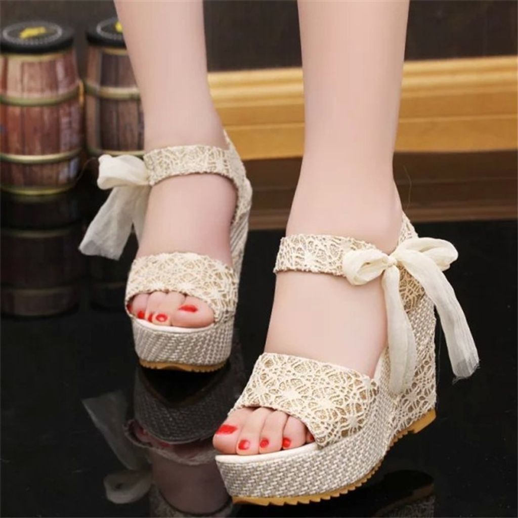 Lace Wedges Lady High Heels-Gold1.jpg