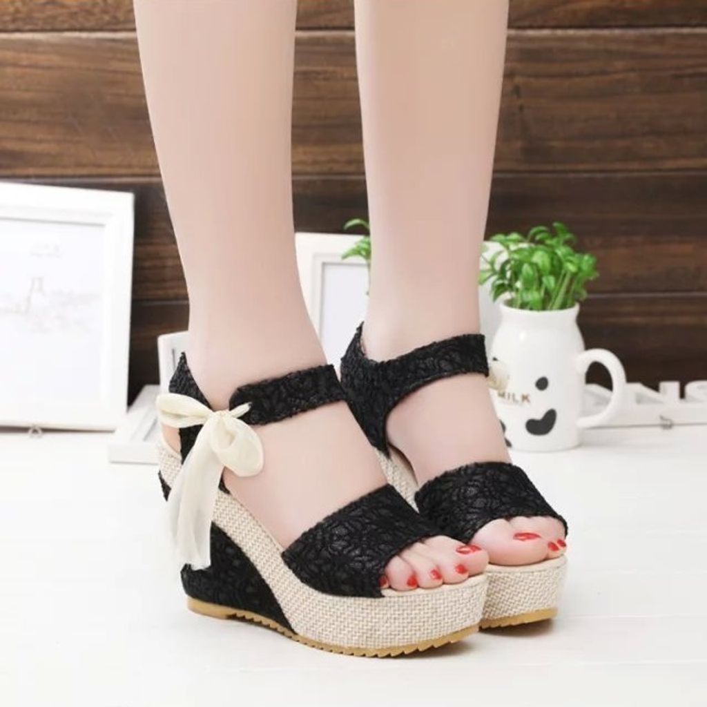 Lace Wedges Lady High Heels-Black1.jpg