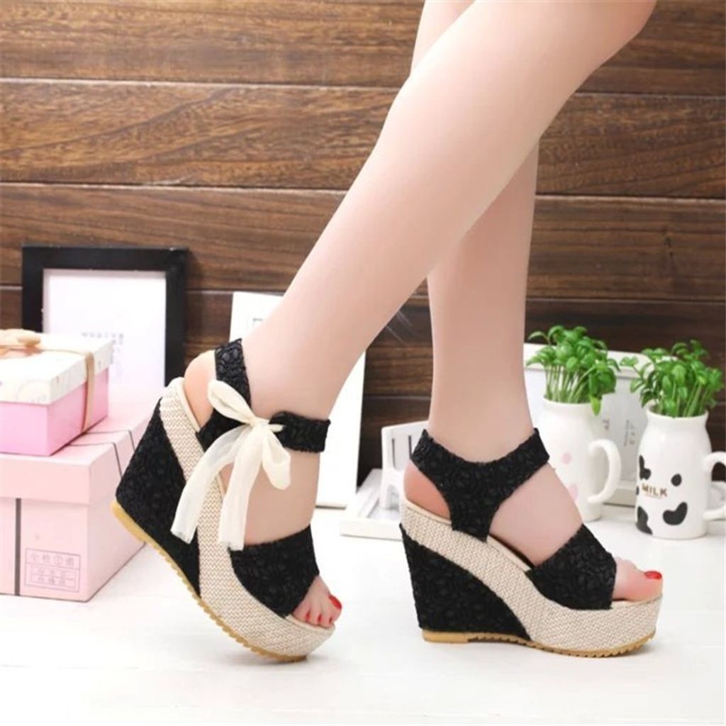 Lace Wedges Lady High Heels-Black2.jpg