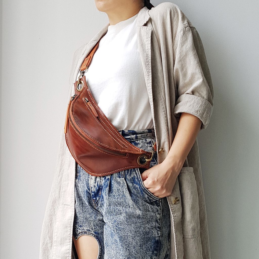 GENUINE LEATHER COPPER BUM BAG / FANNY PACK / CROSS BODY BAG A35 Kinies