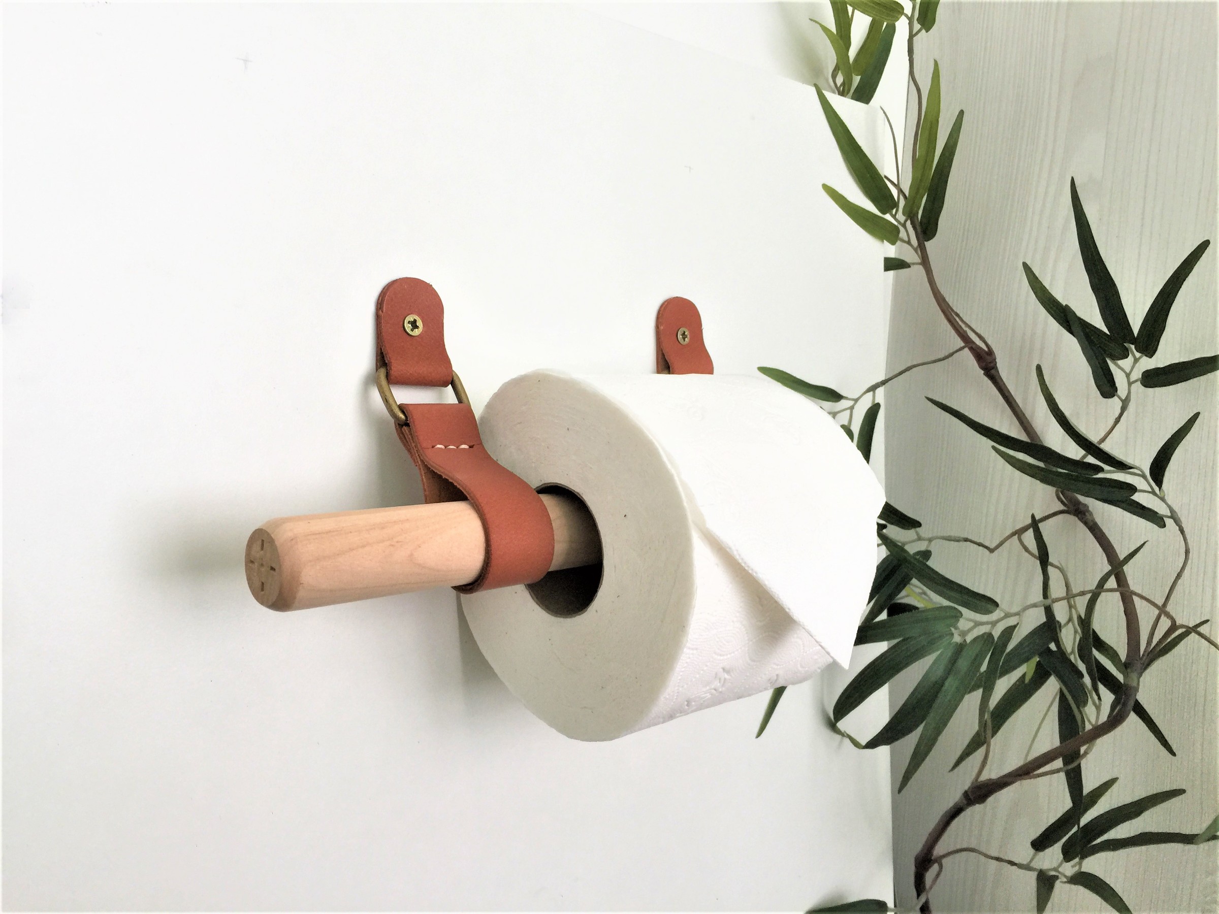Leather Toilet Paper Holder // Birch Minimal Loo Roll Holder // Storage  Decor - 13cm x 2.5cm – Kinies