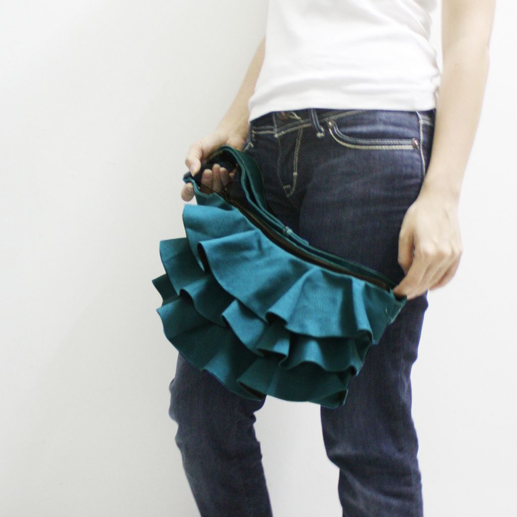 ruffled waist purse - canvas DARK TURQ B.jpg