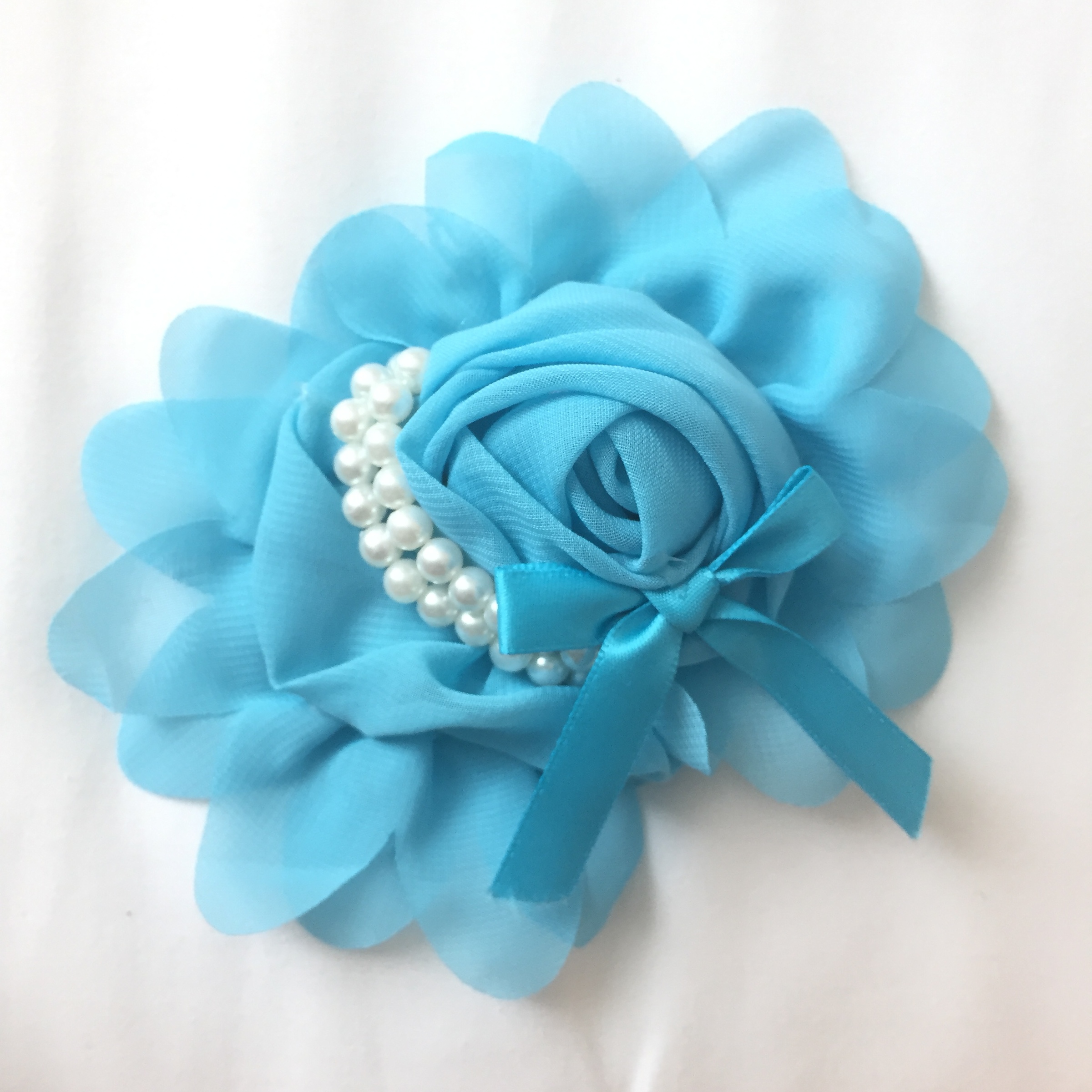 Chiffon Rose With Pearl Sky Blue Kara And Kim Diy Tutu