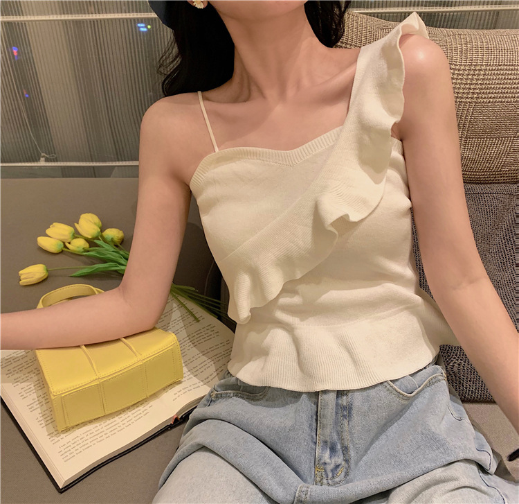 Loose Women Girl Top Slim Lotus Leaf Camisole Shirts