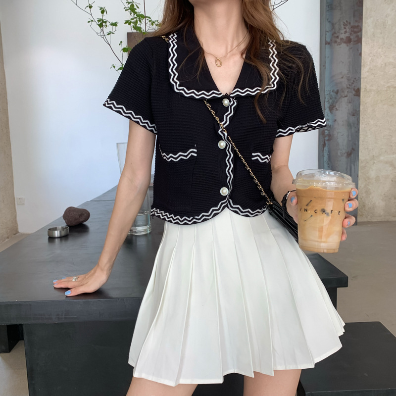 Women Girl Top Doll Collar Short-Sleeve Shirts
