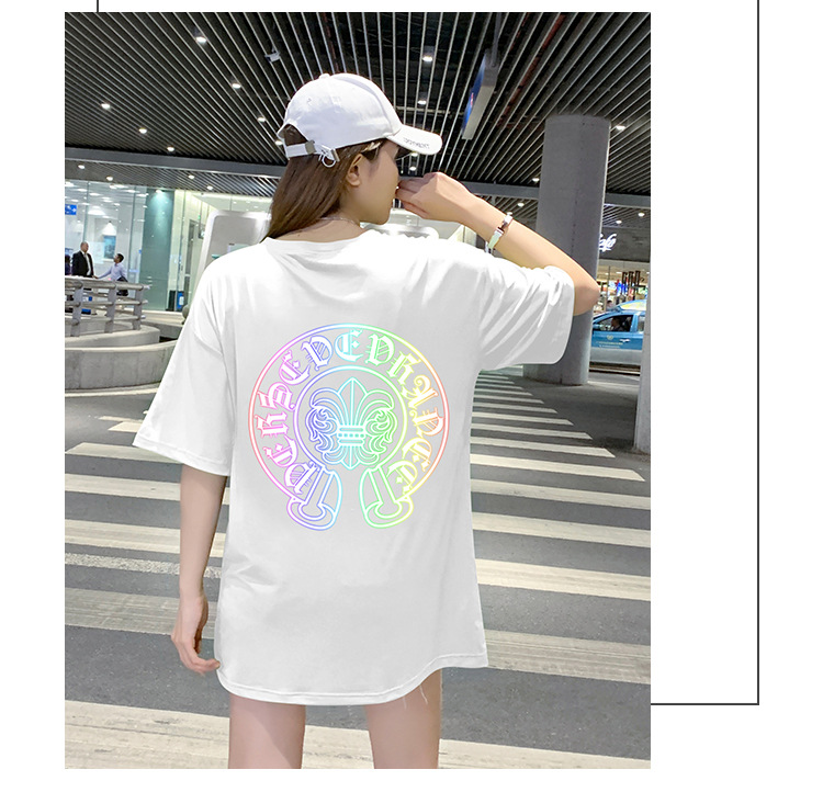Colorful Women Tops Reflective Oversized T-shirt
