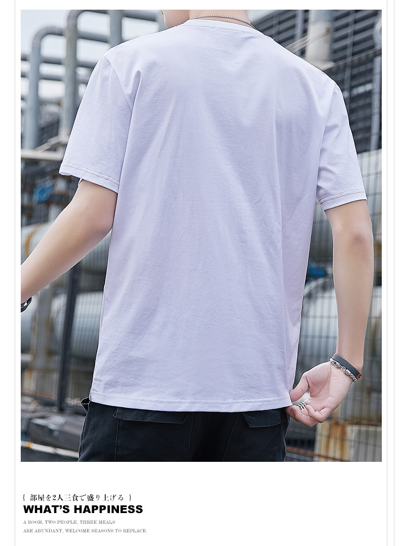 New Short-sleeved T-shirt Men Boy Korean Black White Tops Shirt