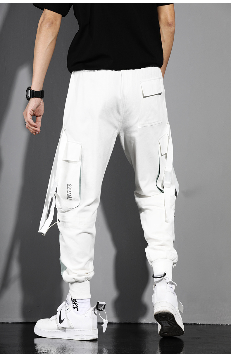 Personality Street Style Men Boy Casual Black White Trousers Pants
