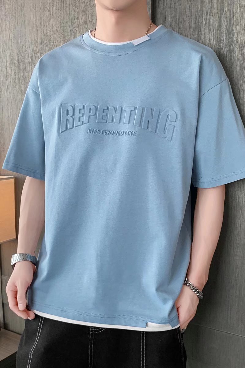 Summer Trendy Short-sleeved T-shirt Men Boy Oversized Casual Tops Shirts