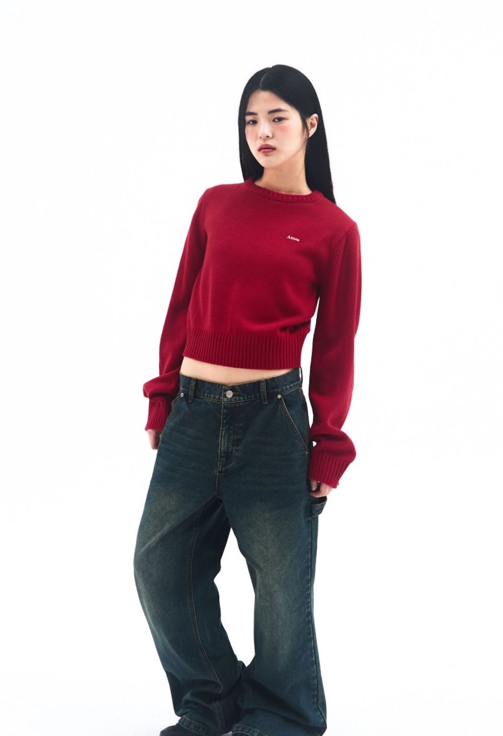 AMES BASIC SMALL LOGO KNIT RED（Ｃ）