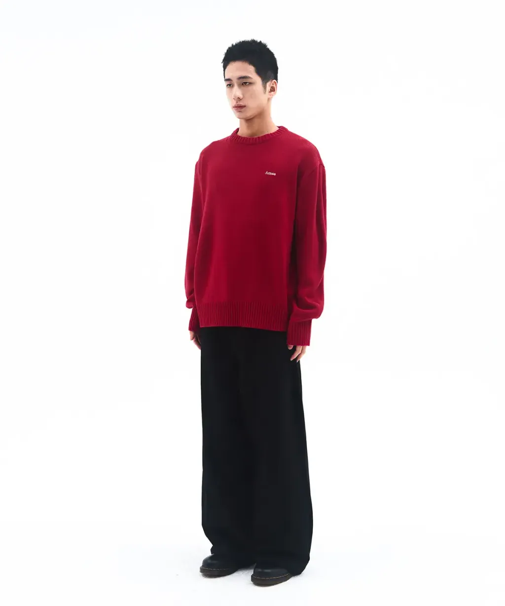 AMES BASIC SMALL LOGO KNIT RED（Ｍ／Ｌ）