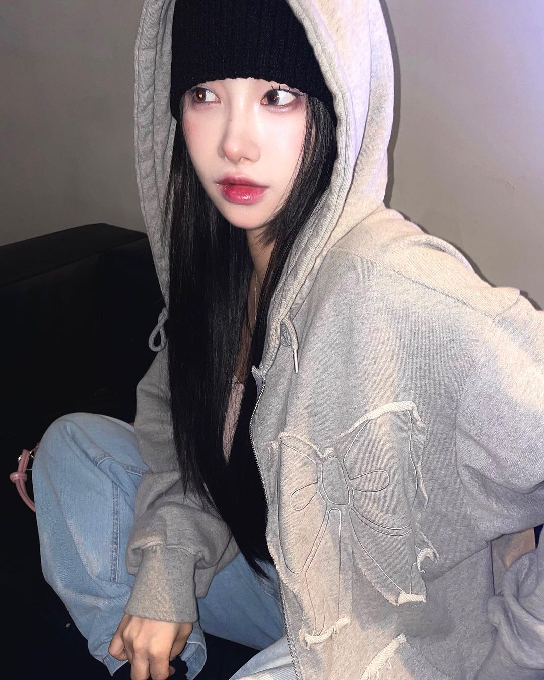 (Jennie Pick) [Youhee] Ribbon Hood Zip-up (2 color)