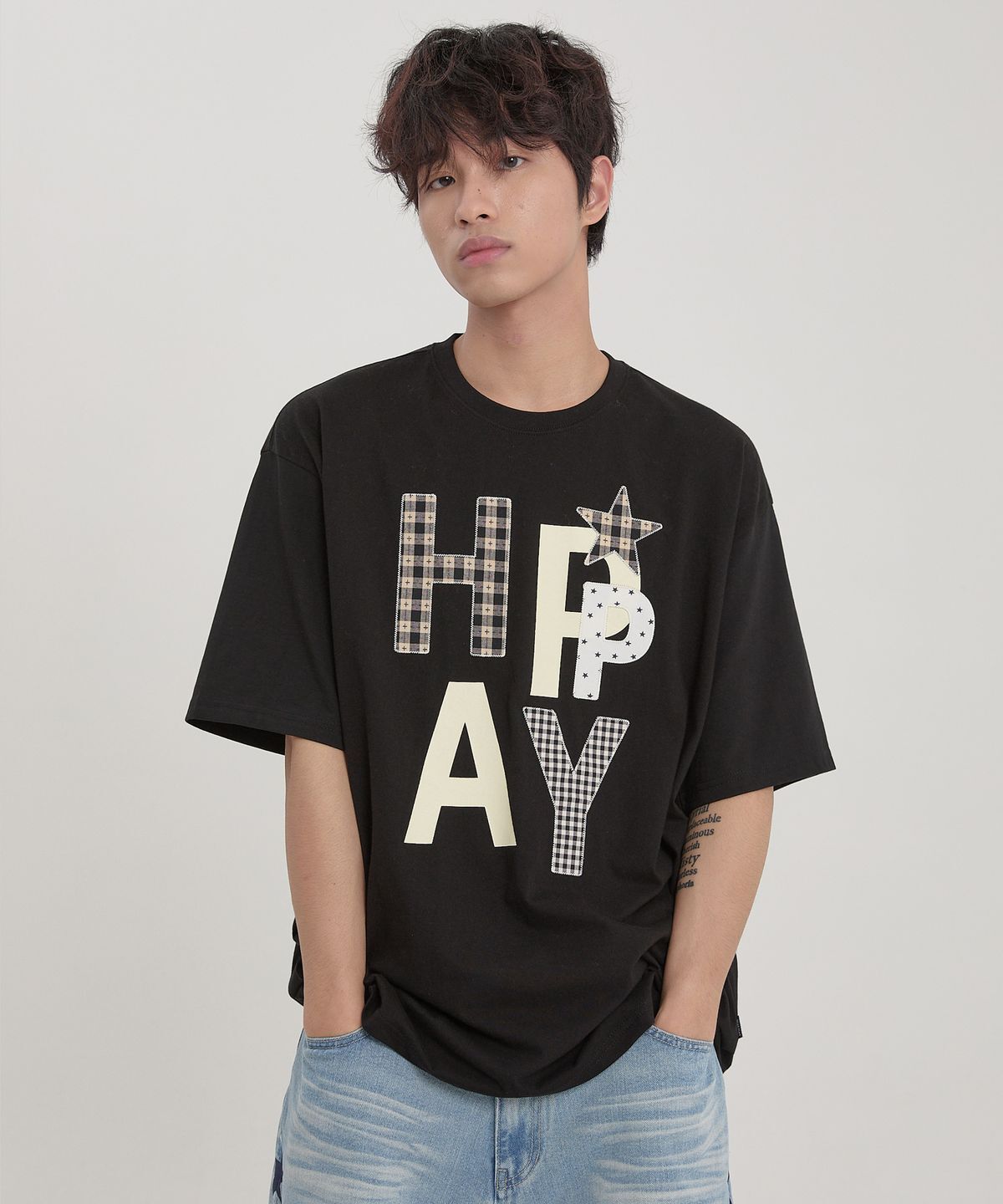 【WAIKEI】★HAPPY パッチワーク マンツーマンTシャツ★ WAIKEI – Arielle Store