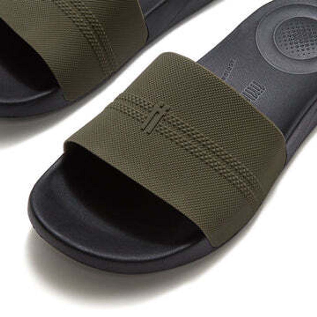 0199039428357_03_IQUSHION-MENS-POOL-SLIDES-DEEP-OLIVE-BLACK_A6P-B62_2_cb857d88-22d7-4f99-afdf-76e66a56a7d7_360x