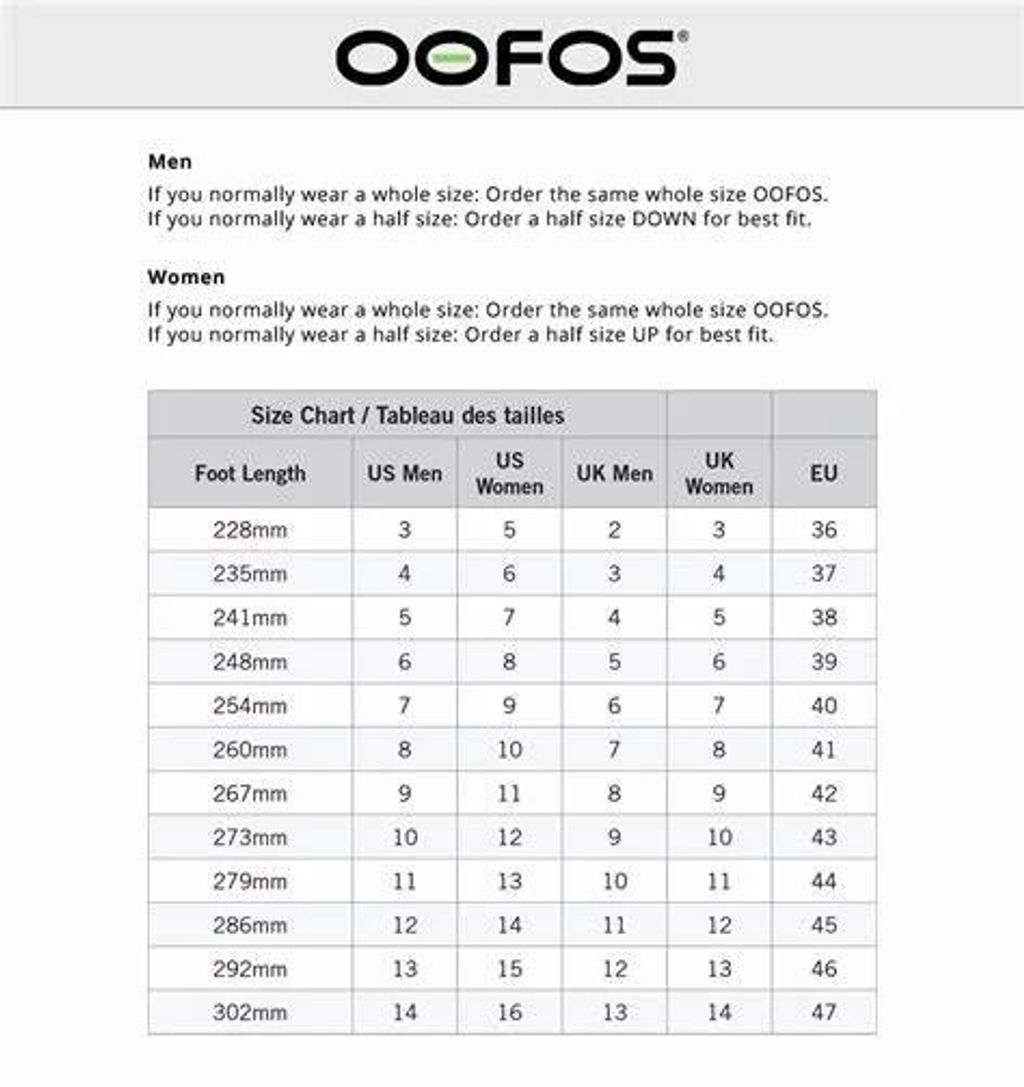 OOFOS SIZE