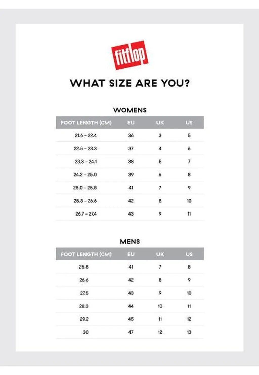 FITFLOP SIZE