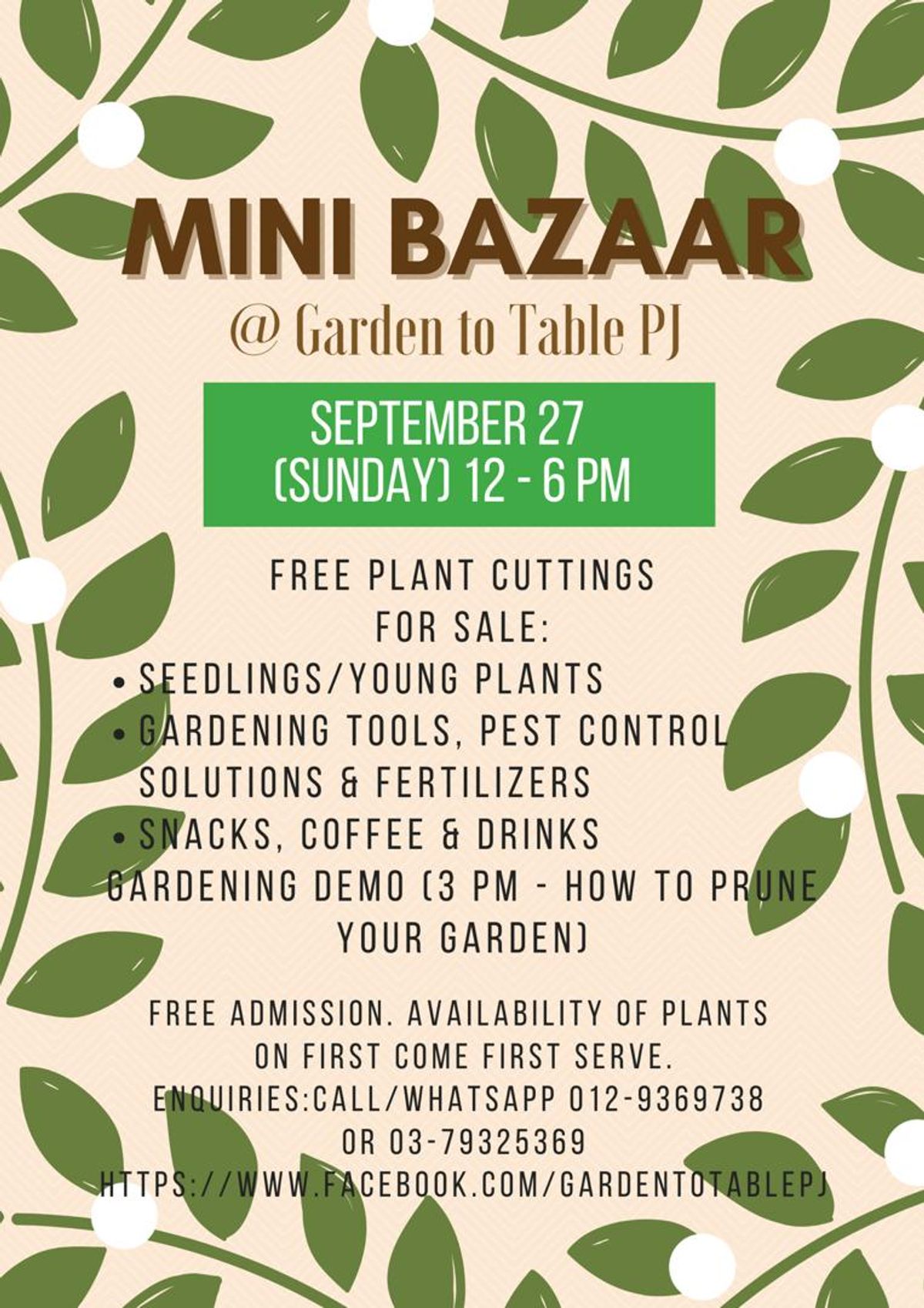 Mini Bazaar (September 27)