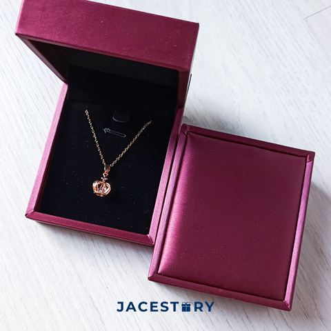 The Crown Cubic Zirconia Rose Gold Plated Titanium Steel Necklace & Jewellery Box