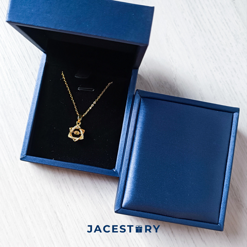 Dancing Star Cubic Zirconia Gold Plated Titanium Steel Necklace & Jewellery Box