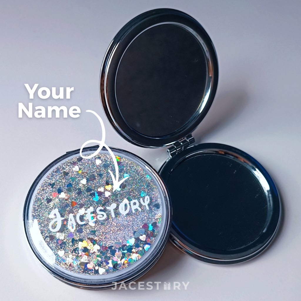Personalised Glitter Quicksand Compact Mirror