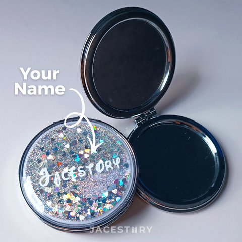 Personalised Glitter Quicksand Compact Mirror