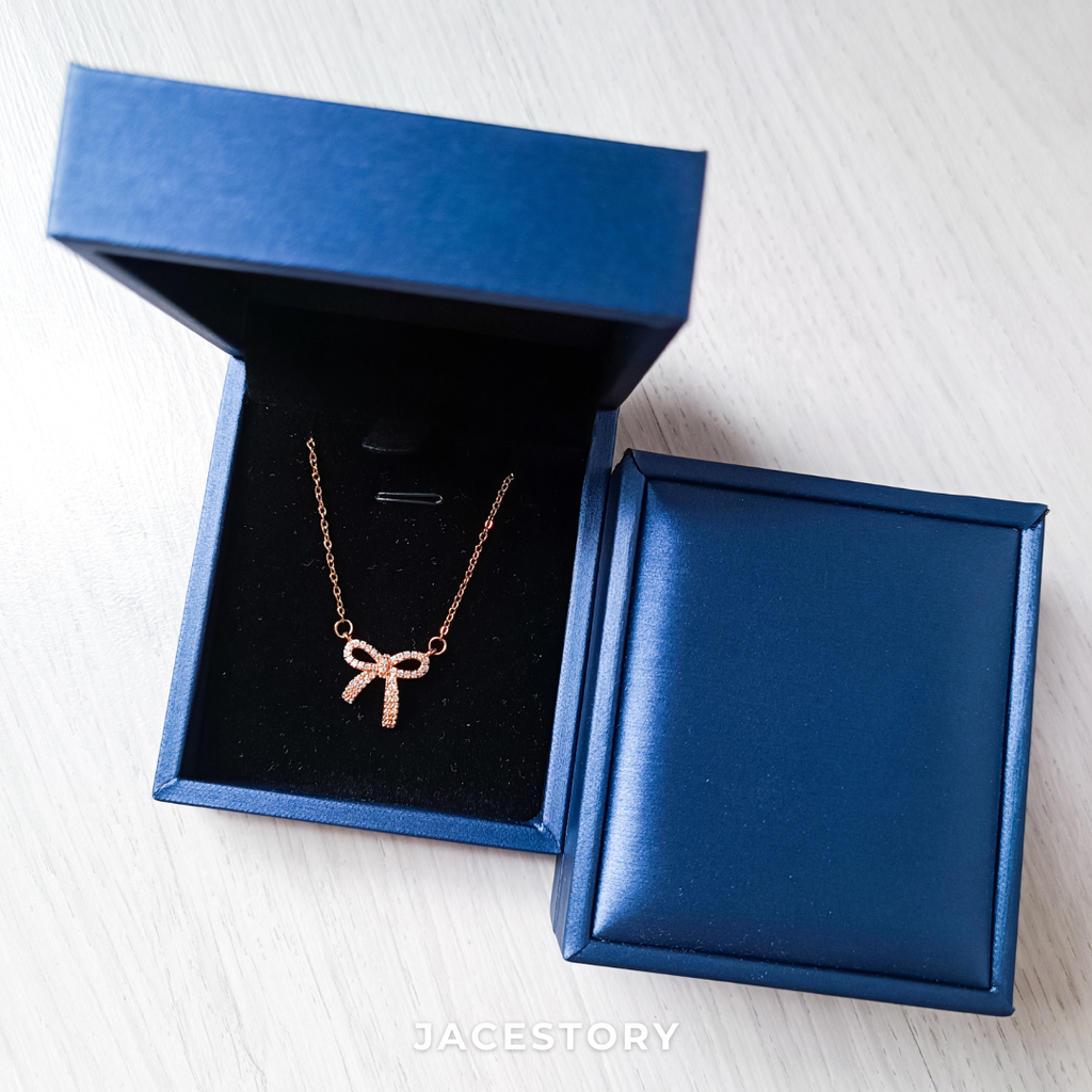 Ribbon Bow Necklace with Jewellery Box