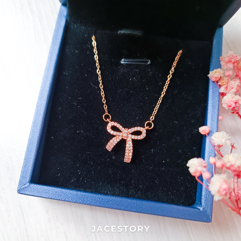 Ribbon Bow Necklace with Jewellery Box
