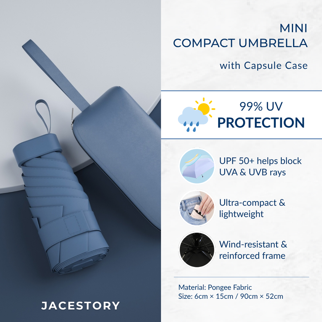 Mini UV Protection Compact Umbrella with Capsule Case