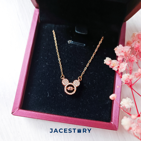 Dancing Mickey Rose Gold Plated Titanium Steel Necklace & Jewellery Box