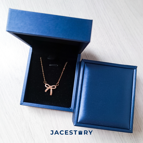 Ribbon Bow Rose Gold Plated Titanium Steel Necklace