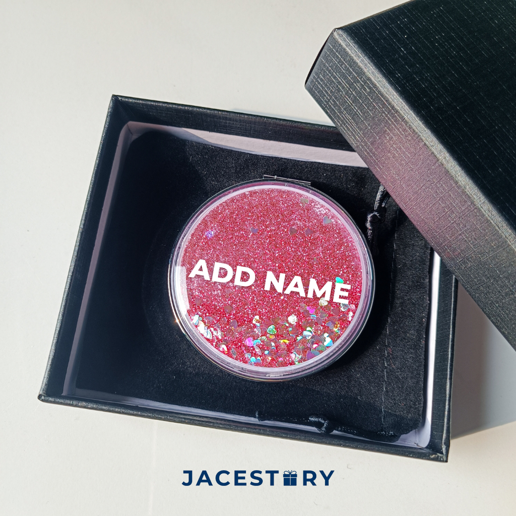 Personalised Glitter Quicksand Compact Mirror