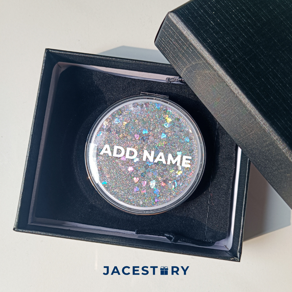 Personalised Glitter Quicksand Compact Mirror