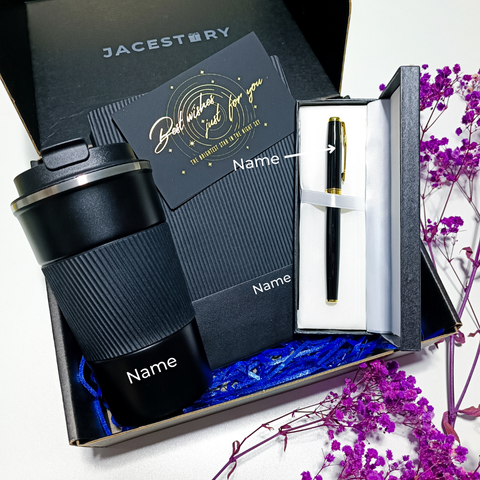 Personalised Premium Gift Set | The Executive (Tumbler + Notebook + Signature Pen)