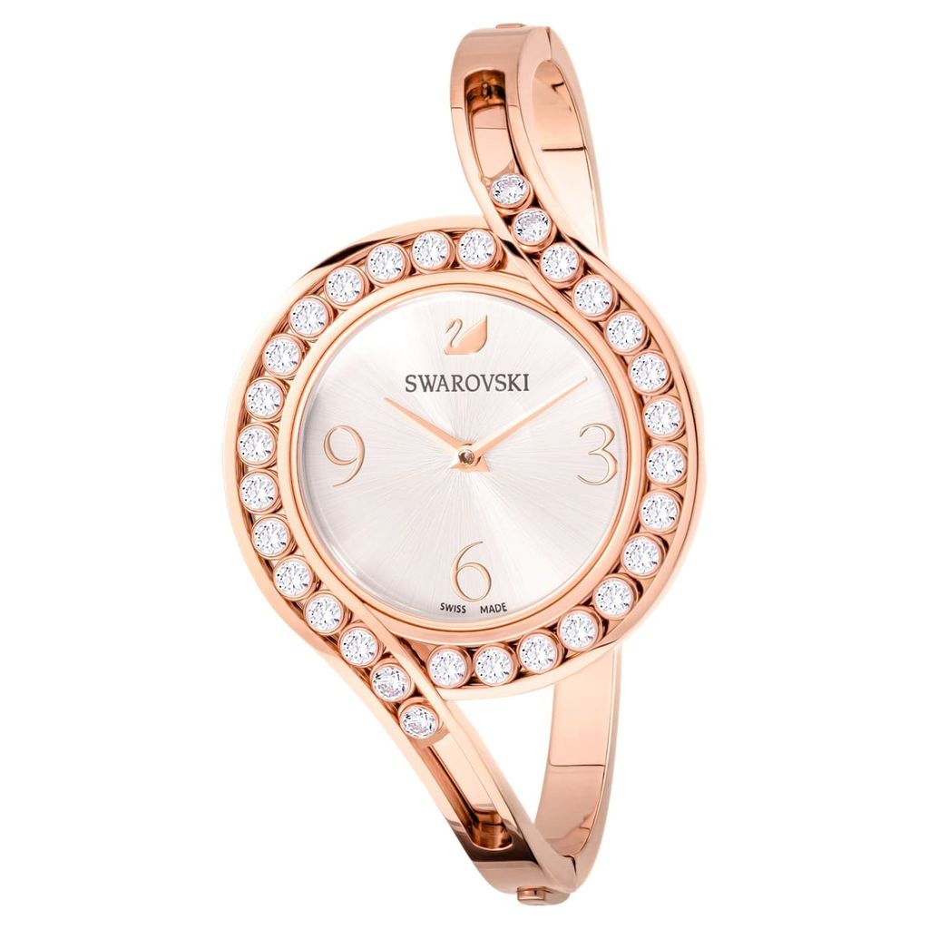 READY STOCK IN MALAYSIA) Swarovski Lovely Crystals Bangle watch Metal  bracelet, White, Rose-gold tone PVD (5452489) – HBOUS