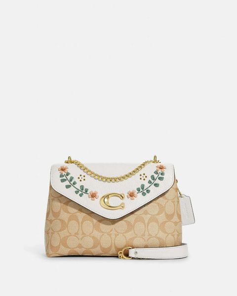 Tammie Shoulder Bag In Signature Canvas With Floral Whipstitch.jpg