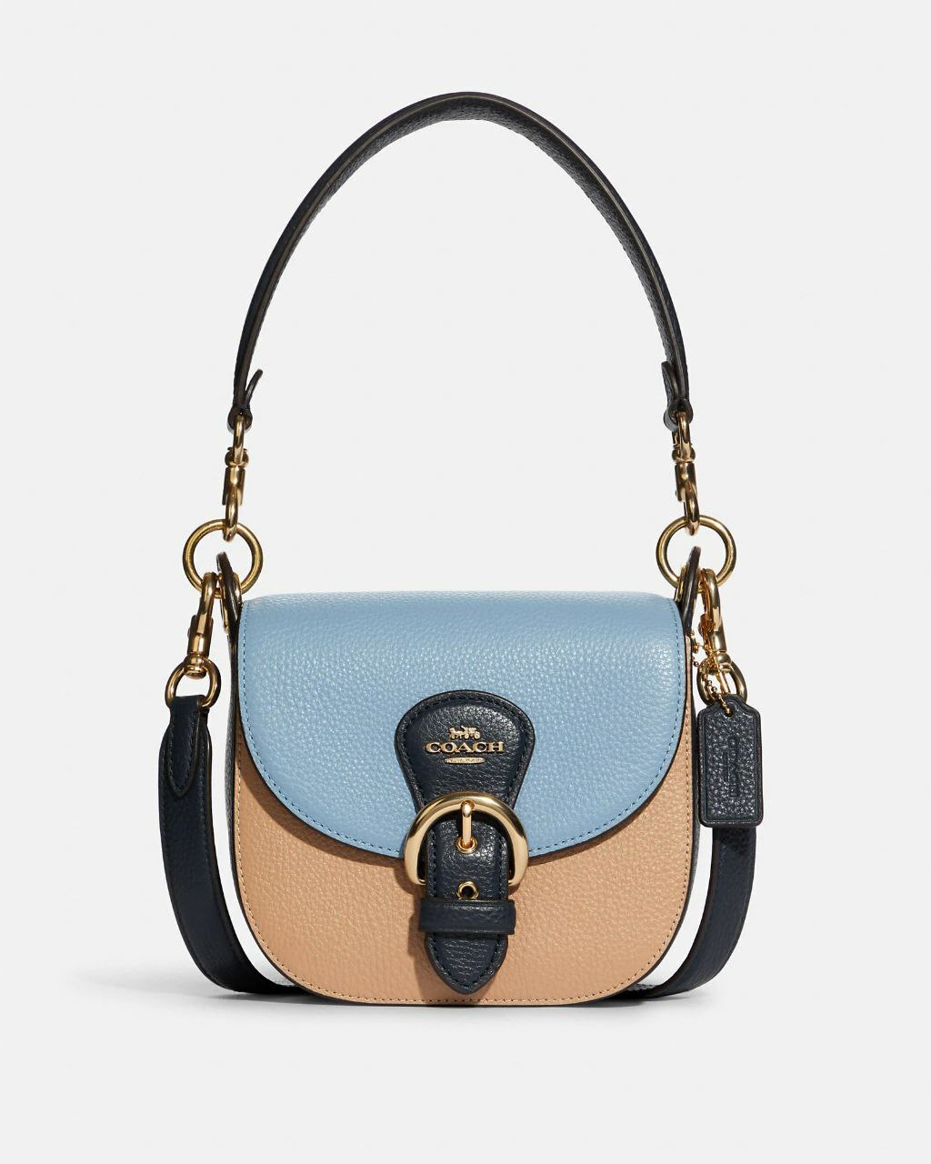 READY STOCK IN MALAYSIA) COACH Kleo Shoulder and Crossbody Bag 17 In  Colorblock Gold/Marble Blue Multi (C8744) – HBOUS