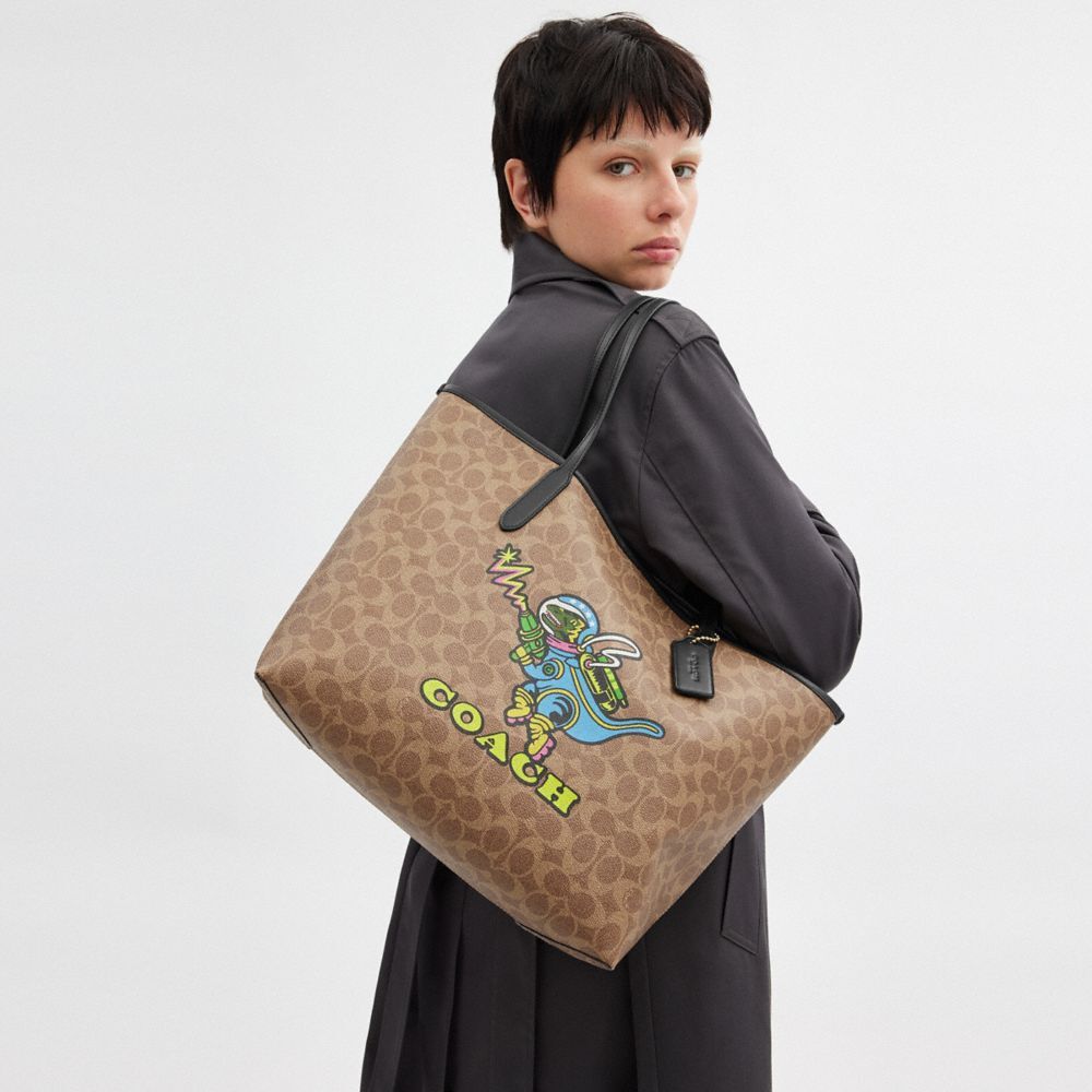 signature canvas coach tote bags reversible