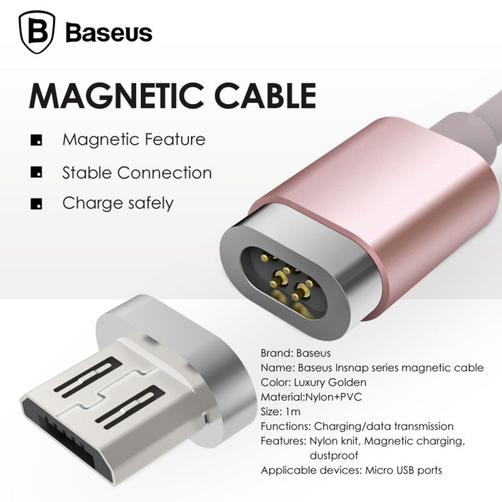 Baseus Magnetic Cable-Micro USB rose gold 2.jpg