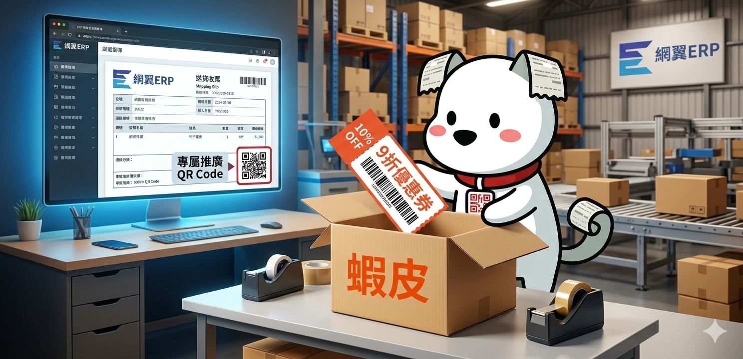 發票狗出貨與網翼ERP數位預覽情境圖
