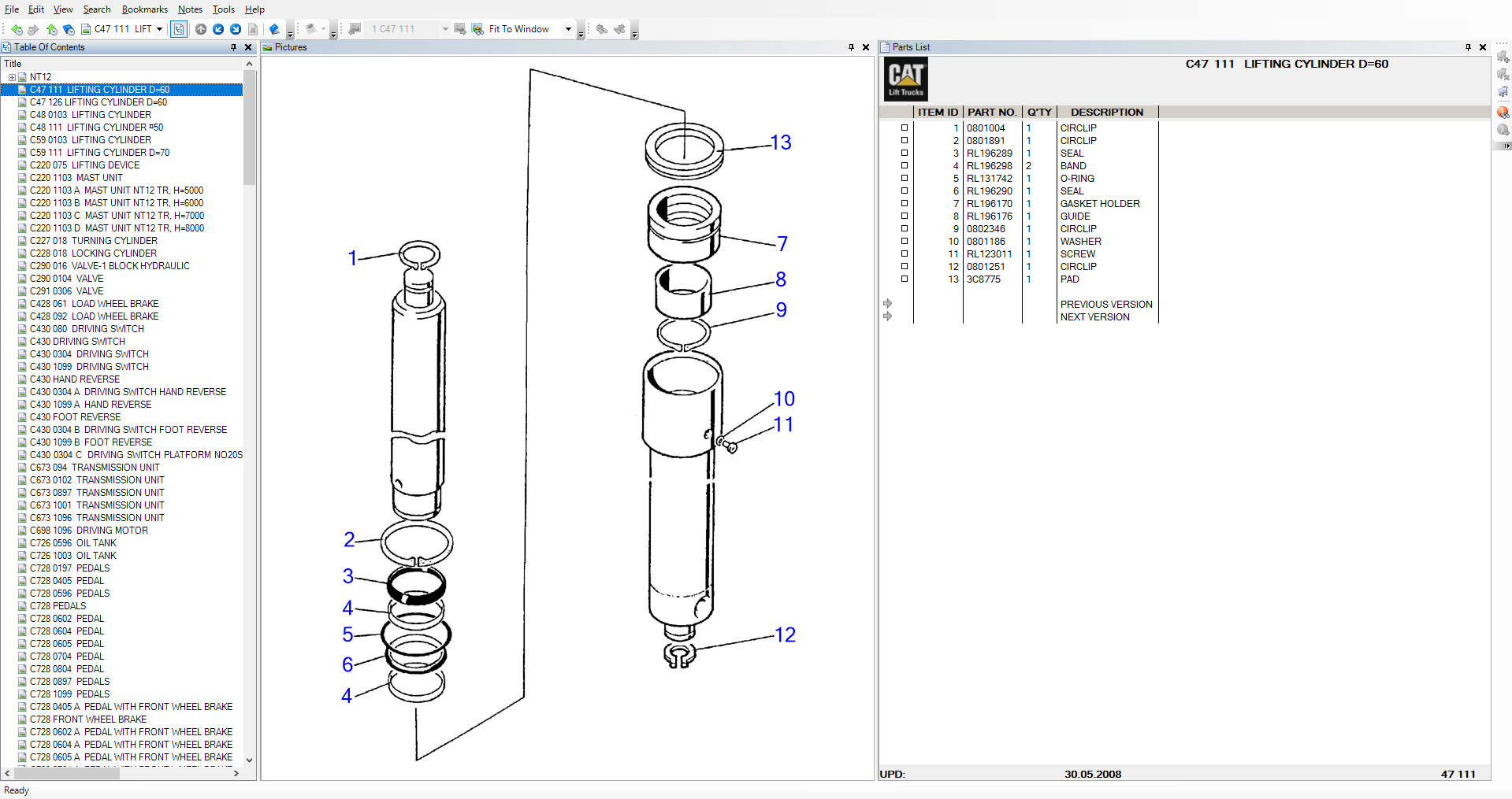 Caterpillar Forklift Warehouse Trucks LinkOne Spare Parts Catalog