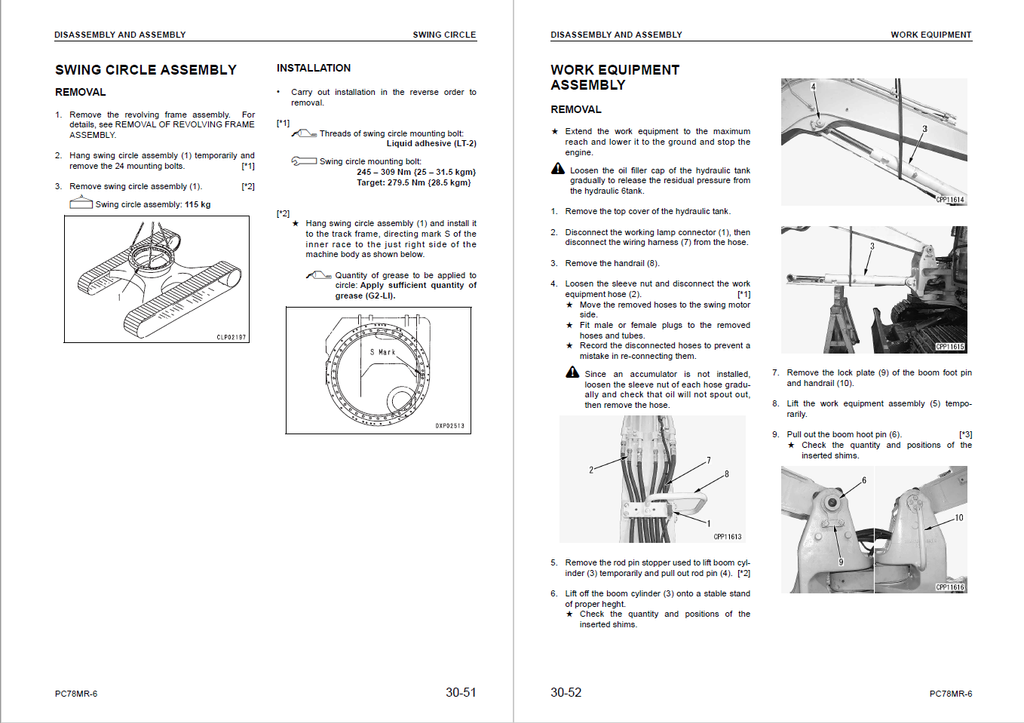 Komatsu Hydraulic Excavator Shop Manual PC78MR-6 1001 and up SEBM030604 ...